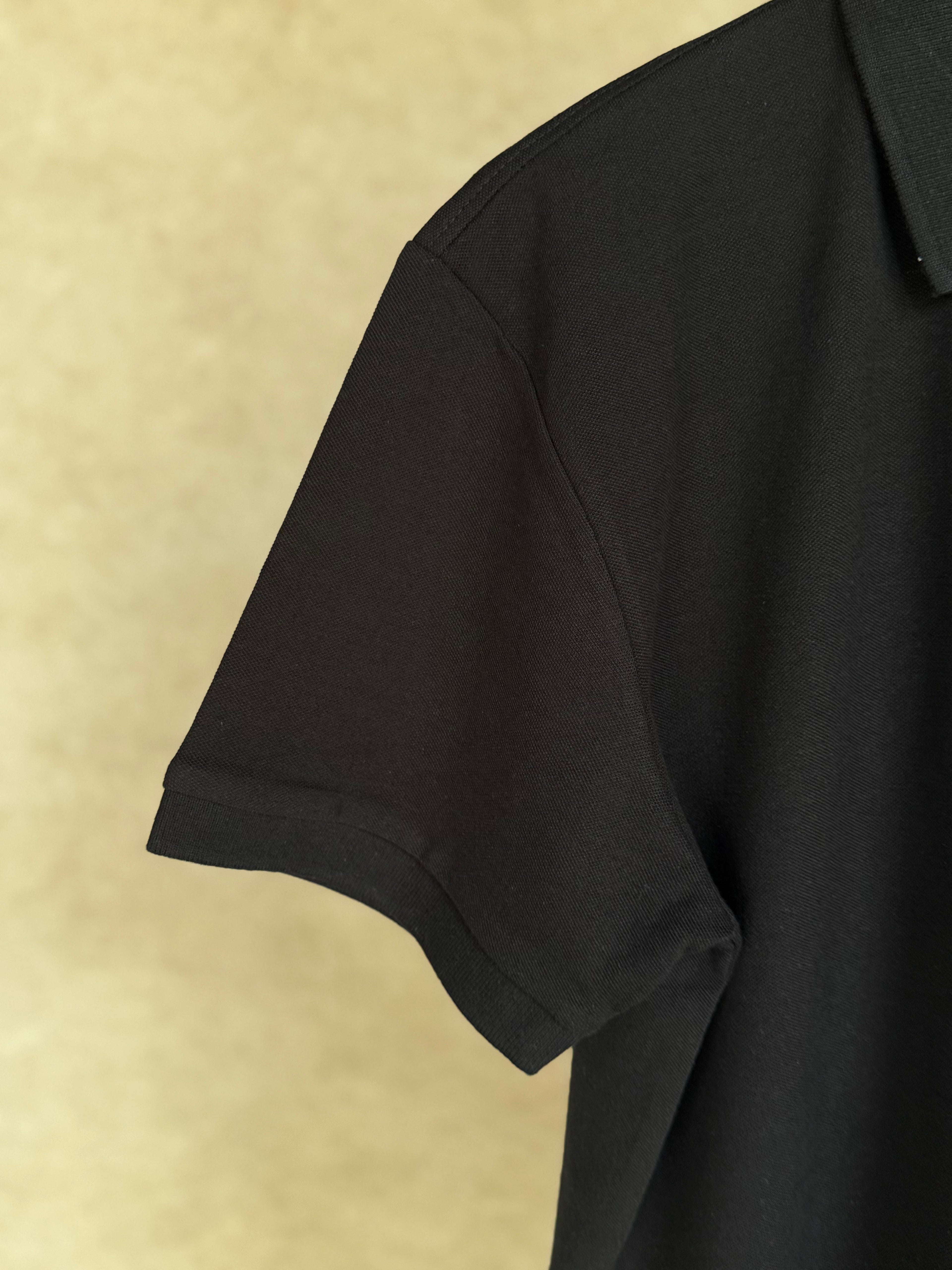 HUGO BOSS COTTON PIQUE POLO SHIRT WITH DOUBLE B MONOGRAM | BLACK