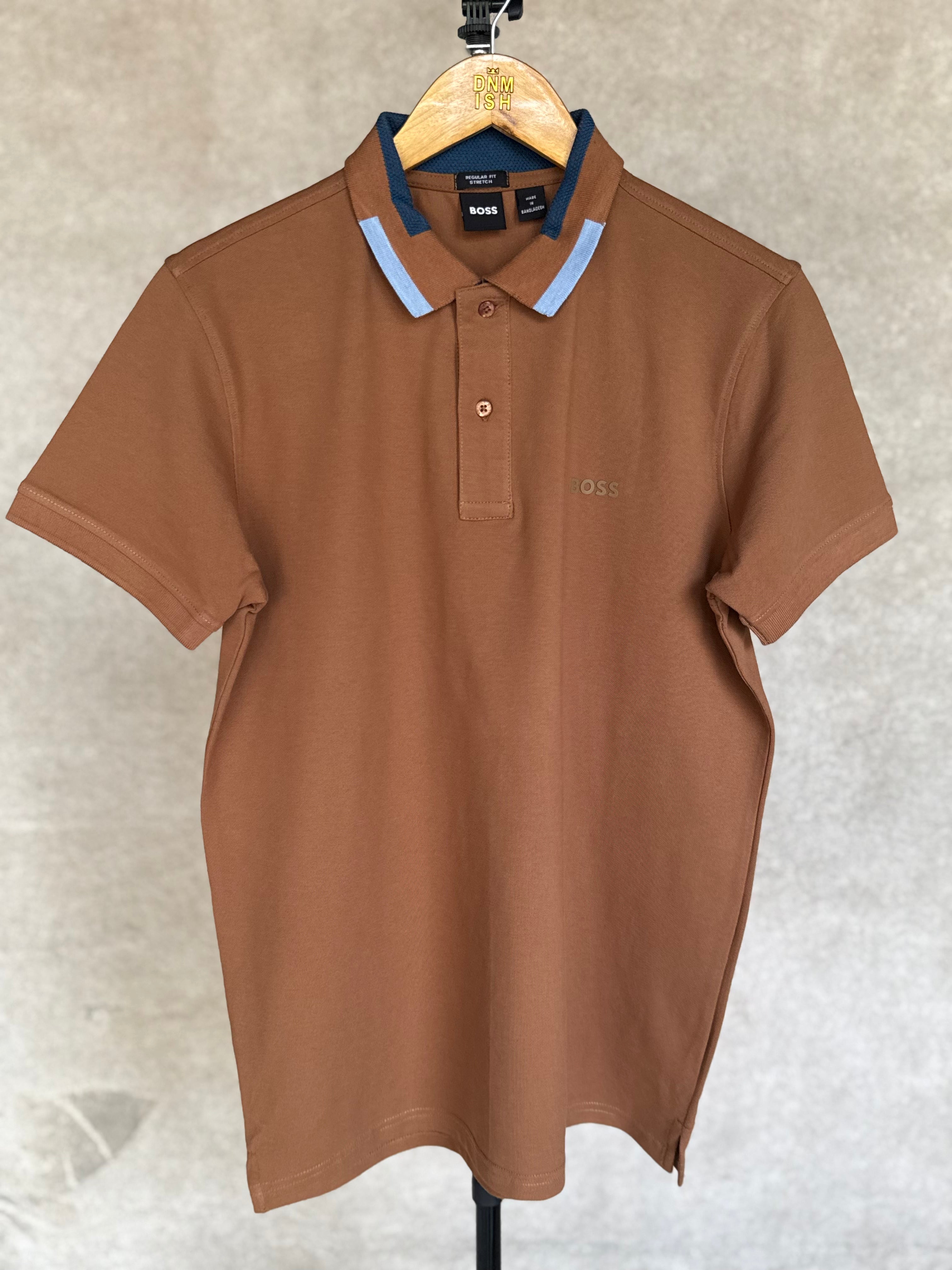 HUGO BOSS PHILLIPSON REGULAR FIT POLO SHIRT | BROWN