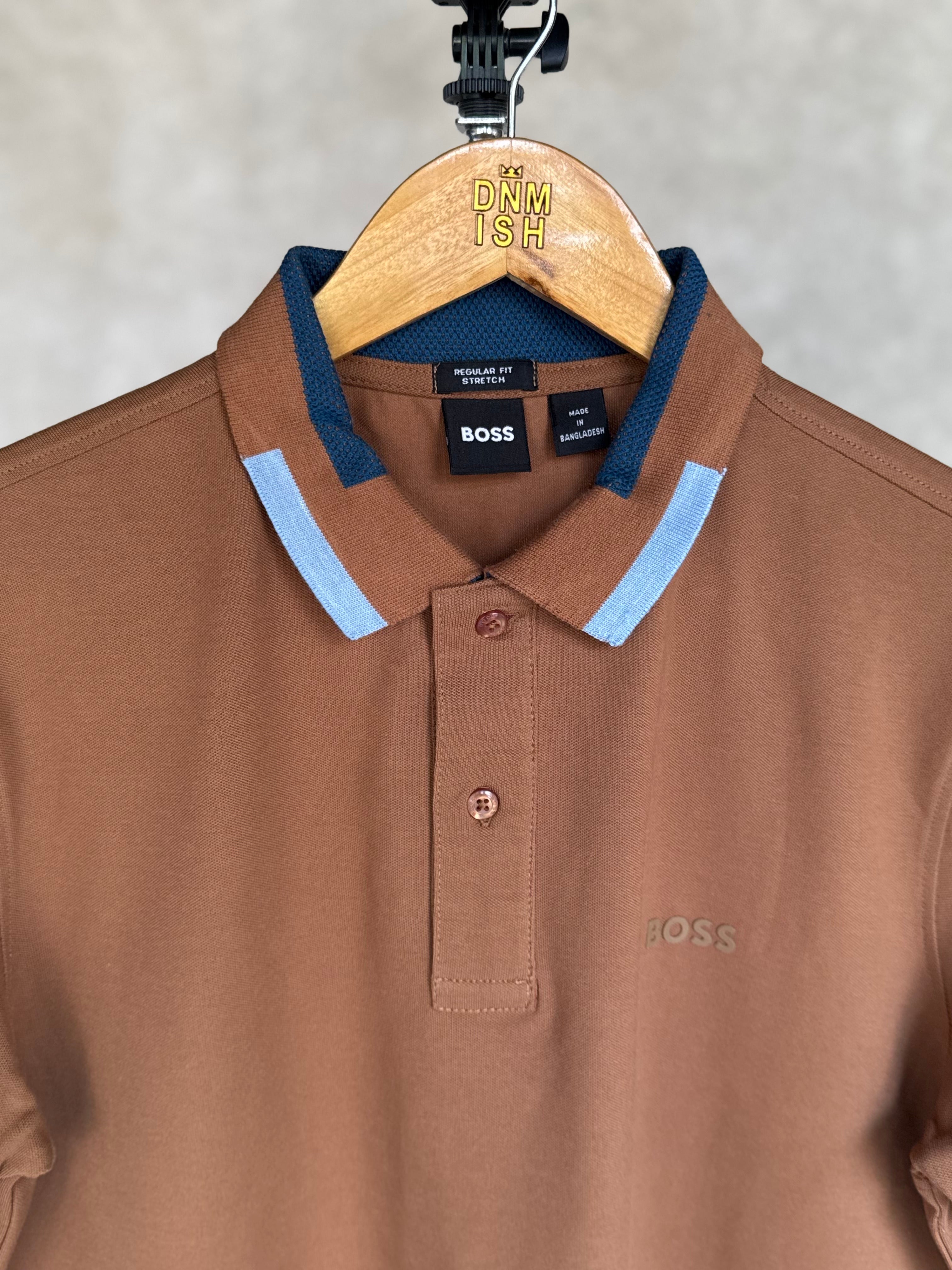 HUGO BOSS PHILLIPSON REGULAR FIT POLO SHIRT | BROWN