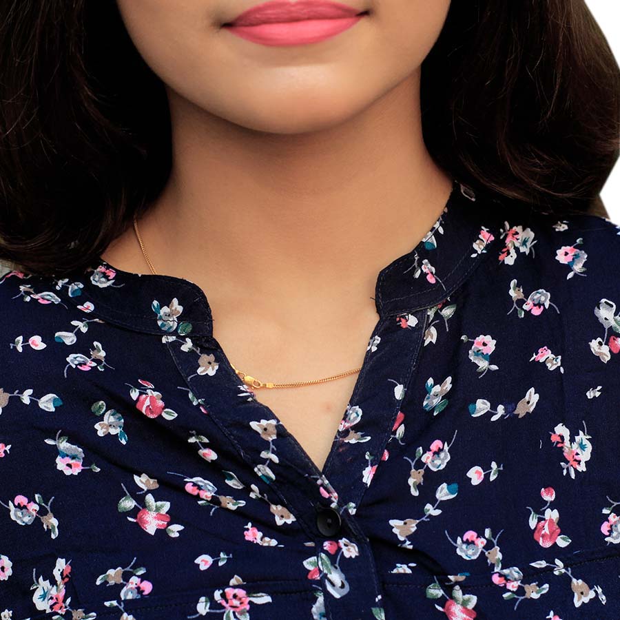 C&A WOMEN'S FLORAL LOOSE FIT TOP | NAVY