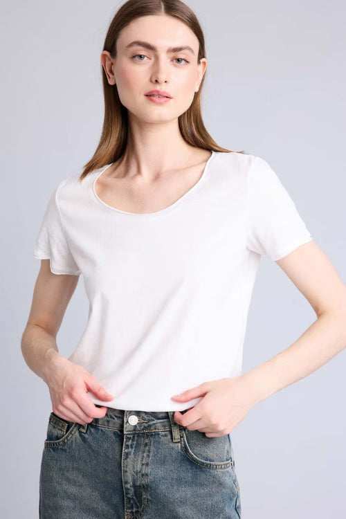 BLUEMOTION WOMEN'S WHITE BASIC CREW NECK T-SHIRT | SHORT SLEEVE TEE