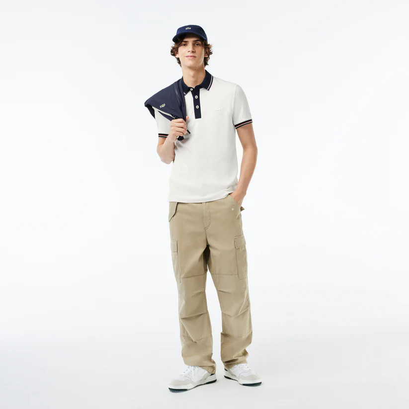 LACOSTE MEN SLIM FIT CLASSIC STRIPED POLO SHIRT | WHITE