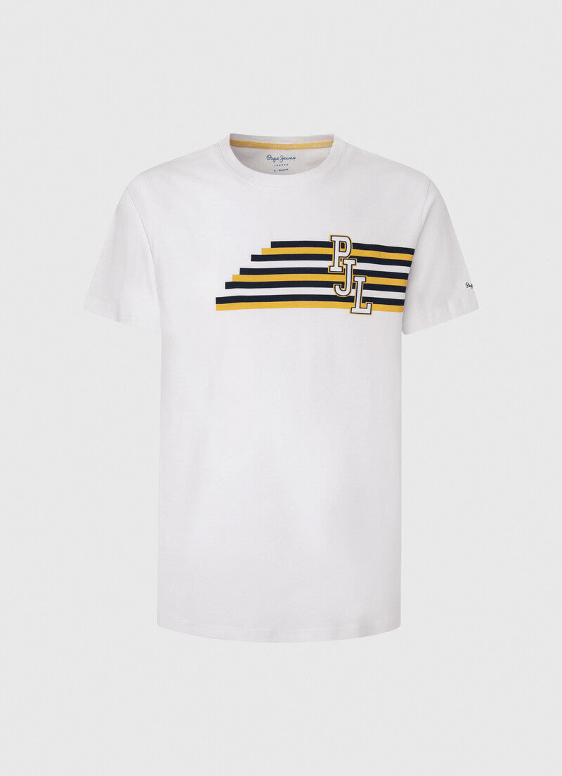 PEPE JEANS LONDON COTTON T-SHIRT WITH PRINTED LOGO | WHITE