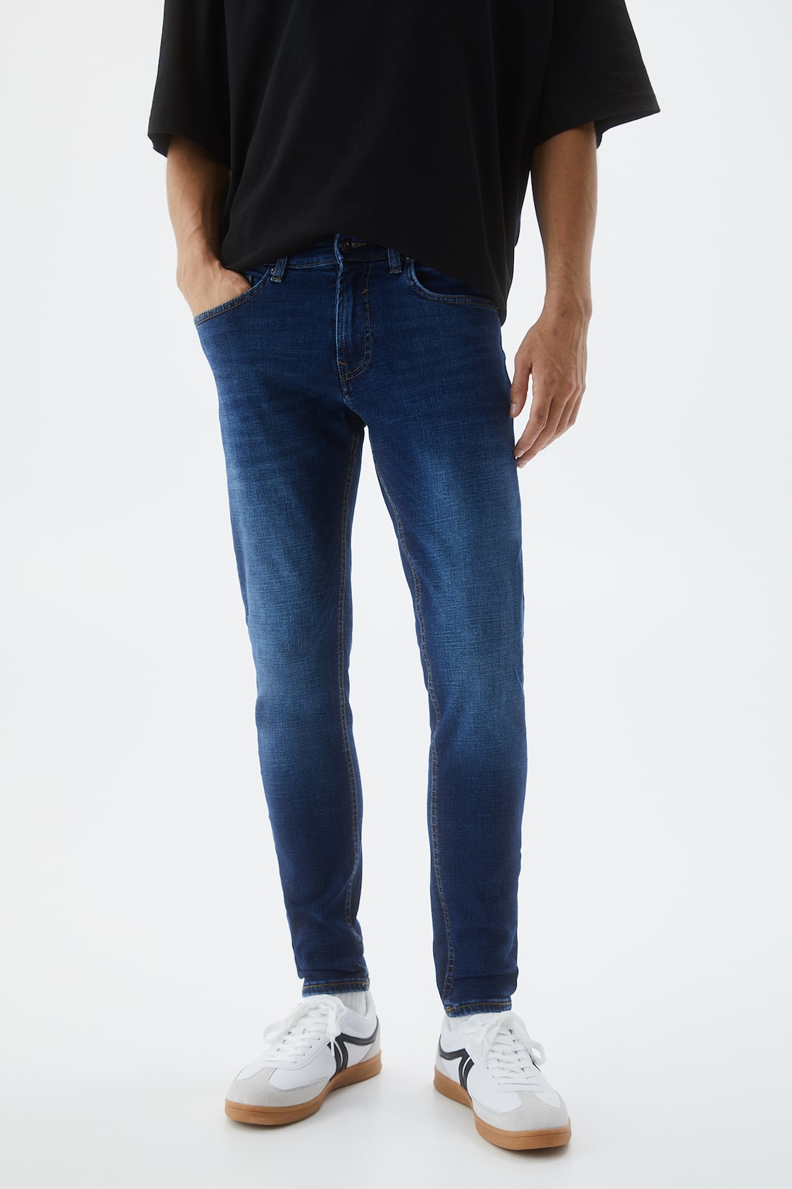 PULL & BEAR SLIM FIT DENIM JEANS MENS | DARK BLUE