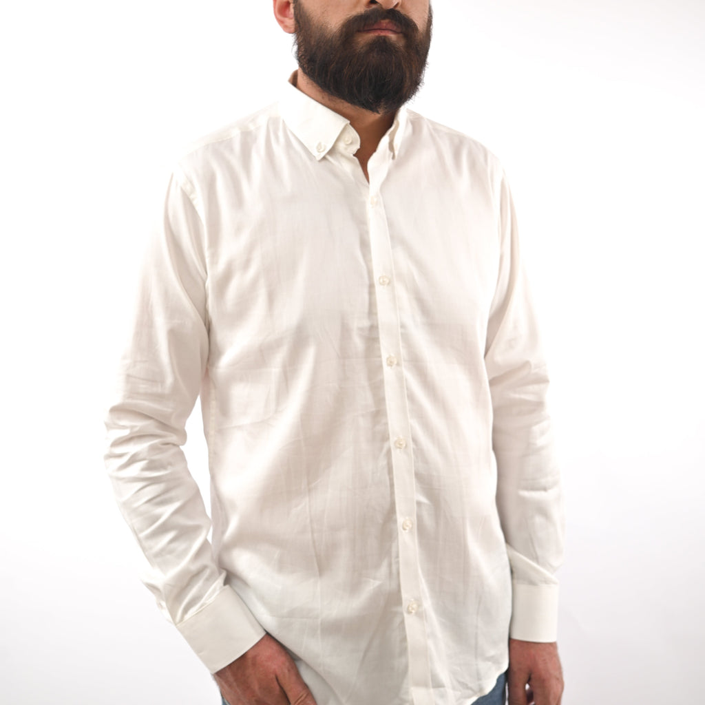 ZARA-MENS PREMIUM-SLIM FIT-CASUAL-COTTON-SHIRT | WHITE