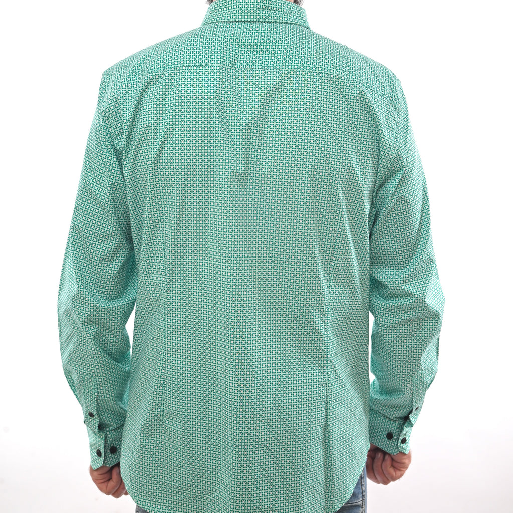 GUESS-LOS ANGELES-PRINTED-SLIM FIT-CASUAL SHIRT | GREEN