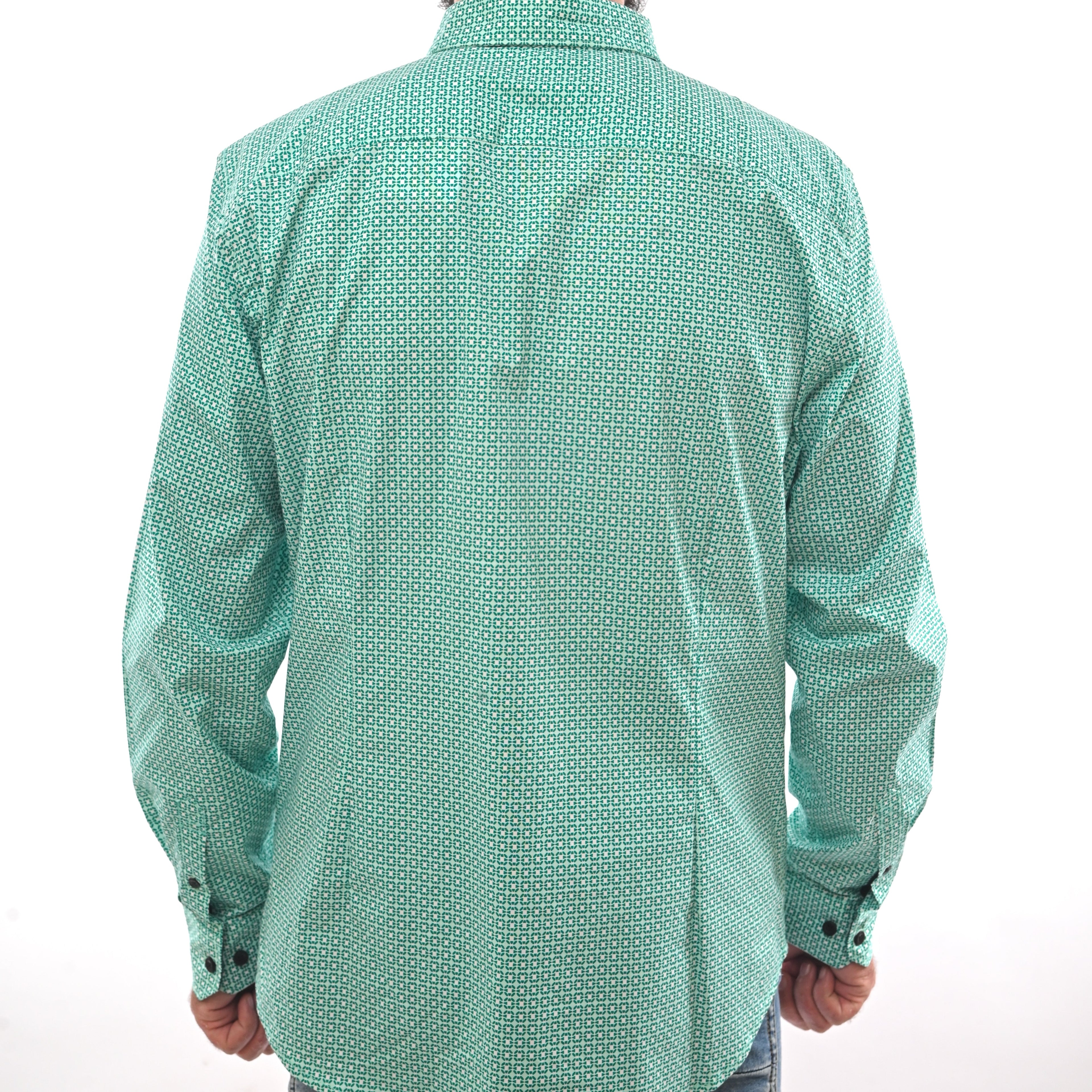 GUESS-LOS ANGELES-PRINTED-SLIM FIT-CASUAL SHIRT | GREEN