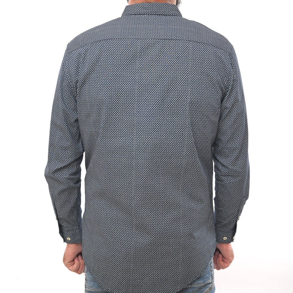 NEXT CLASSIC DOTTED PRINT-SLIM FIT-CASUAL SHIRT | DK BLUE