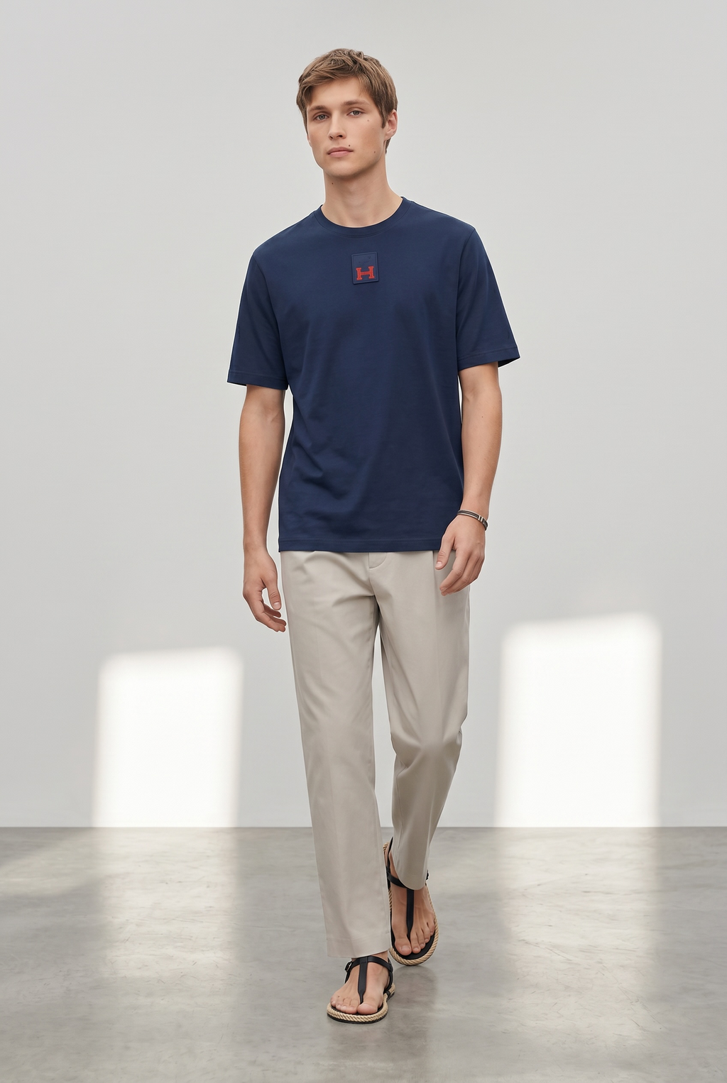 HERMES PARIS T-SHIRT LUXURY MERCERIZED COTTON | NAVY