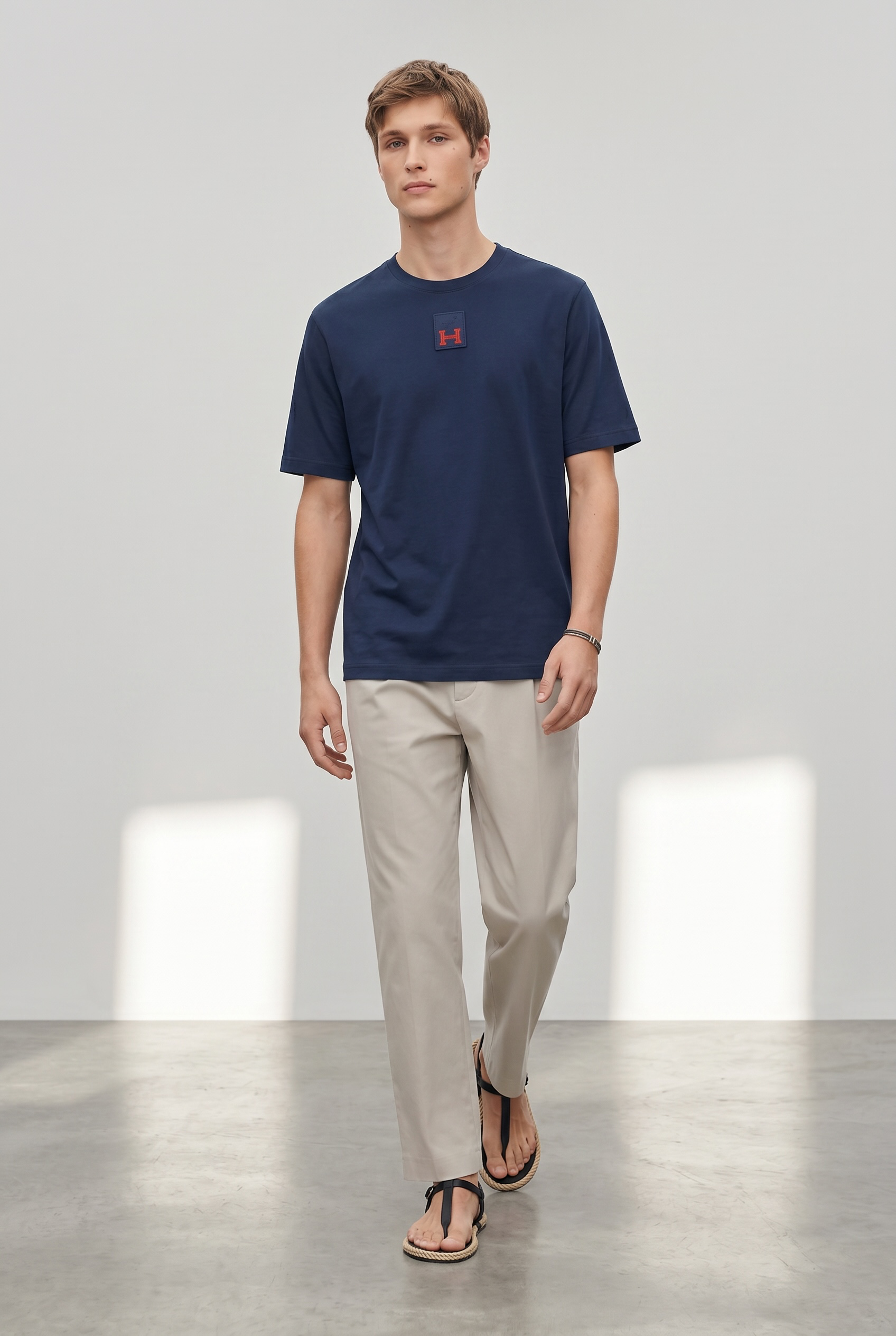 HERMES PARIS T-SHIRT LUXURY MERCERIZED COTTON | NAVY