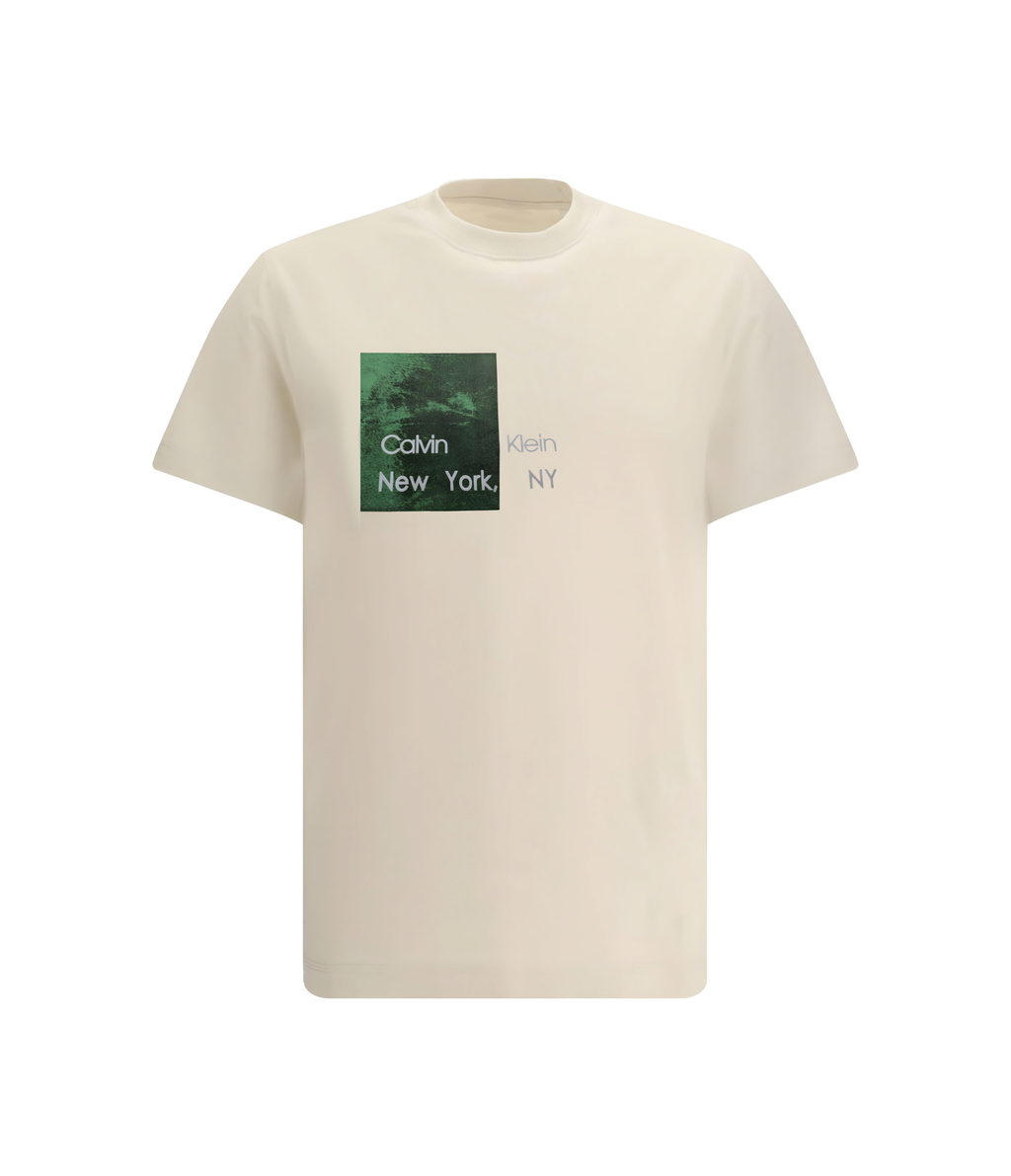 CALVIN KLEIN JEANS VARSITY LOGO T-SHIRT | CREAM