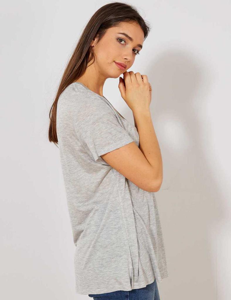 KIABI LADIES SLOUCHY V-NECK T-SHIRT | GREY