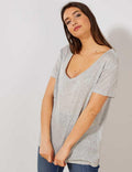 KIABI LADIES SLOUCHY V-NECK T-SHIRT | GREY