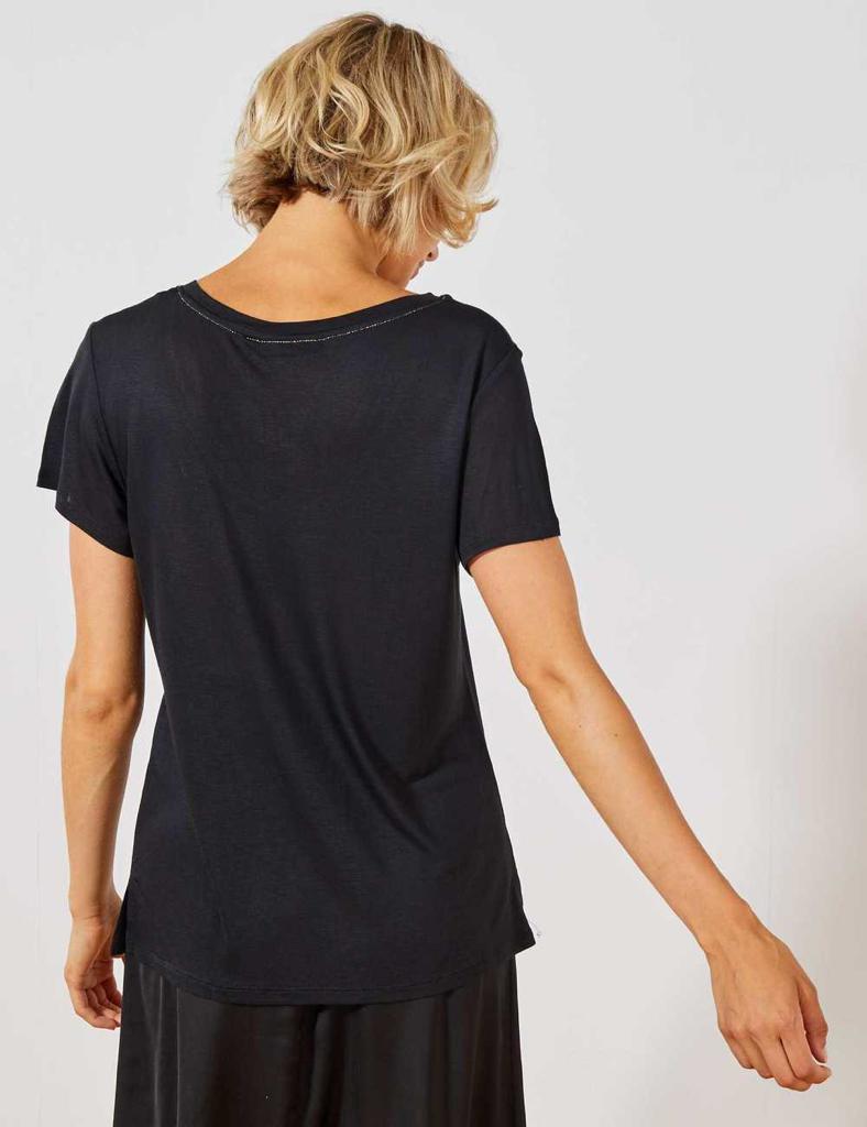 KIABI LADIES SLOUCHY V-NECK T-SHIRT | BLACK