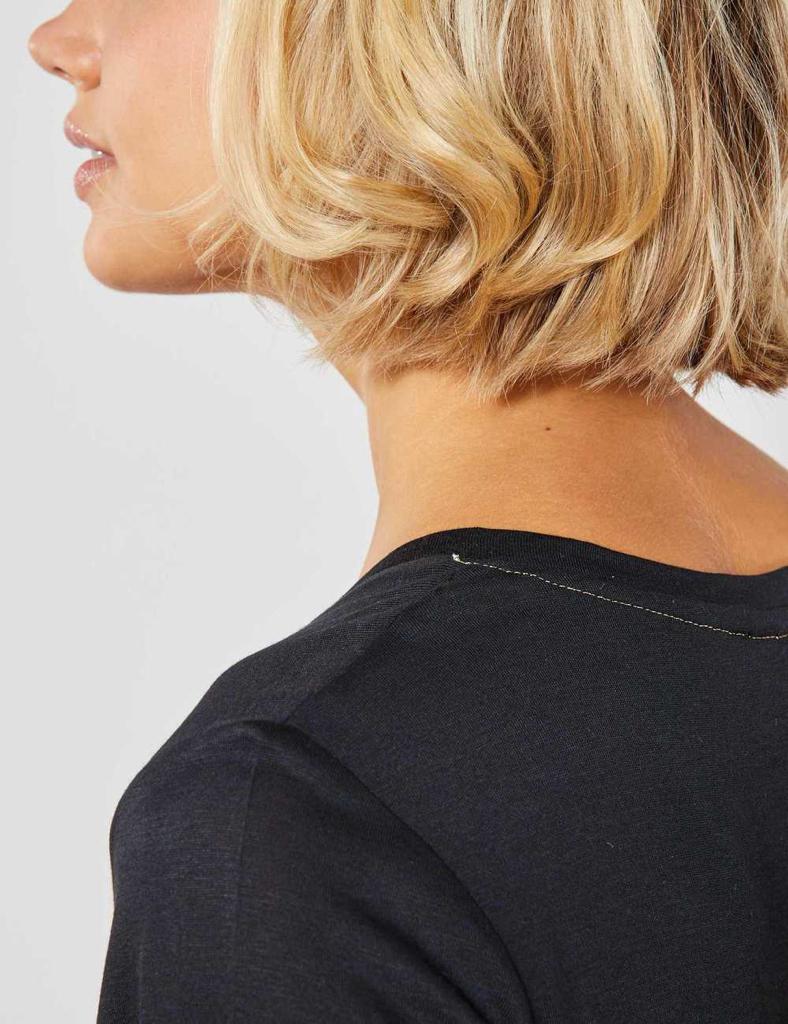 KIABI LADIES SLOUCHY V-NECK T-SHIRT | BLACK