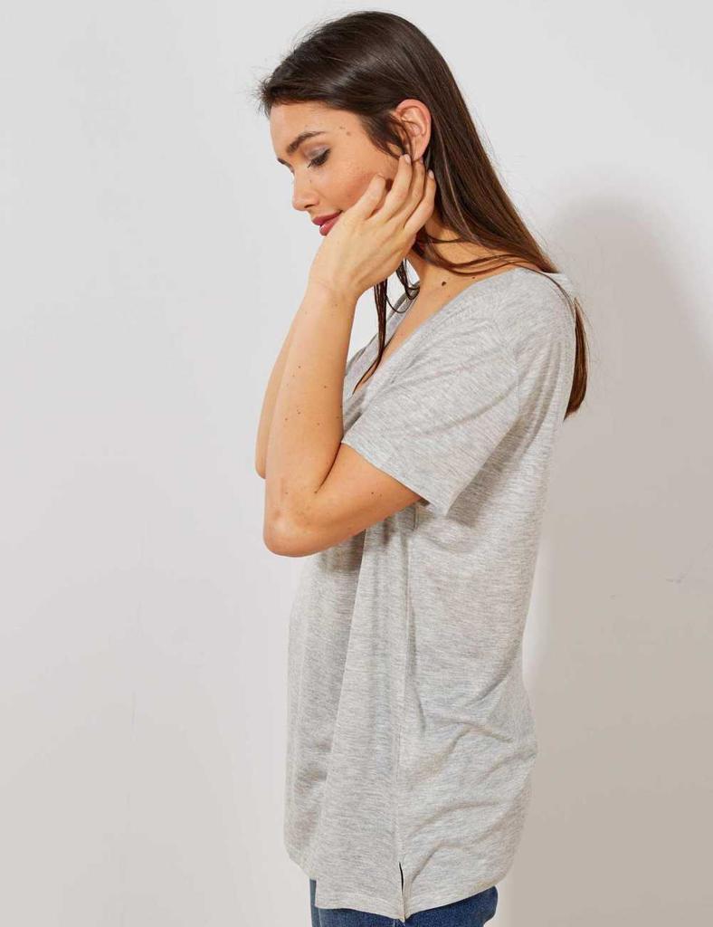 KIABI LADIES SLOUCHY V-NECK T-SHIRT | GREY