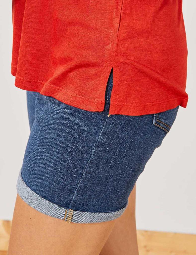 KIABI LADIES SLOUCHY V-NECK T-SHIRT | RED