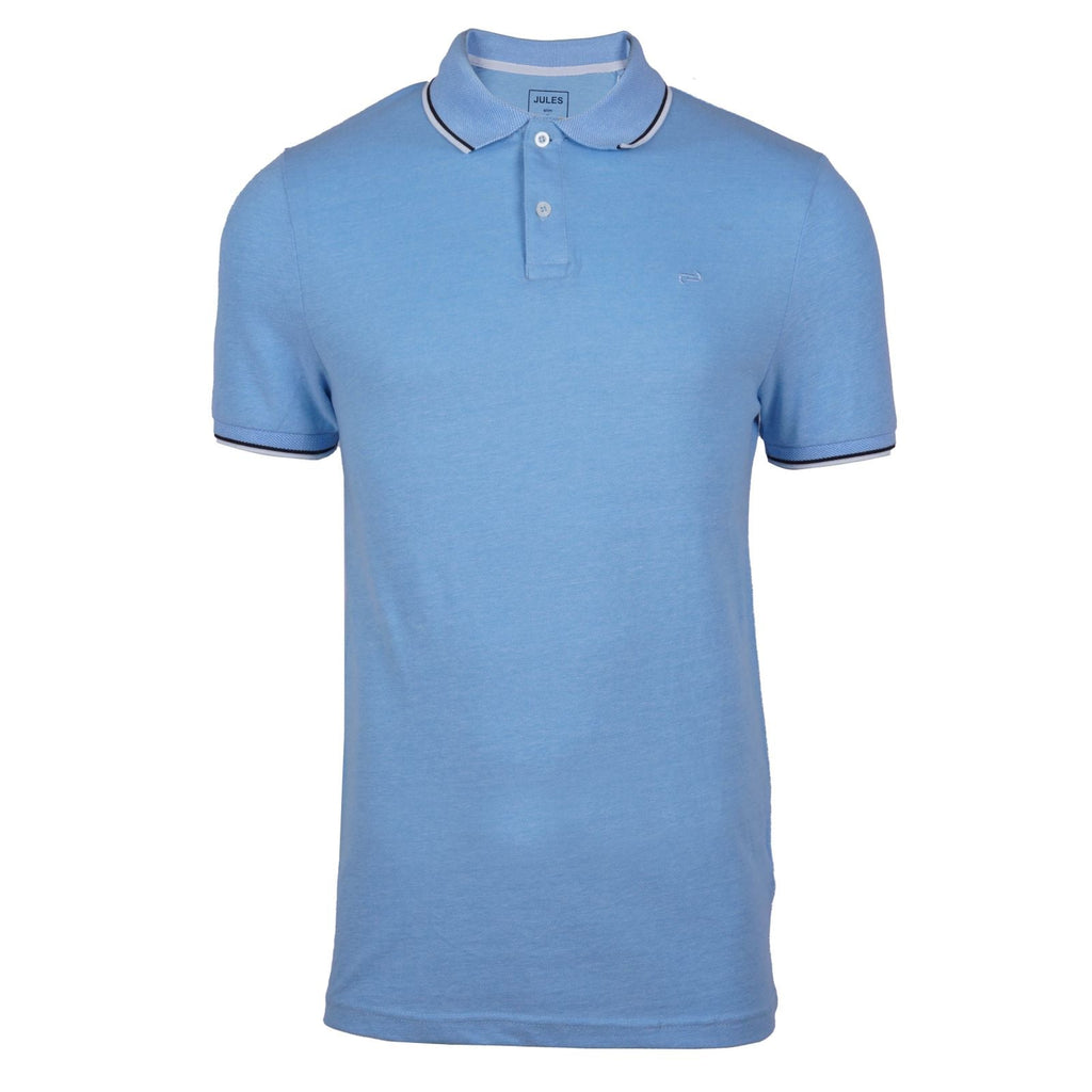 JULES PREMIUM-FLEXIBLE-RIBBED-SHORT SLEEVE-POLO SHIRT | SLUB BLUE