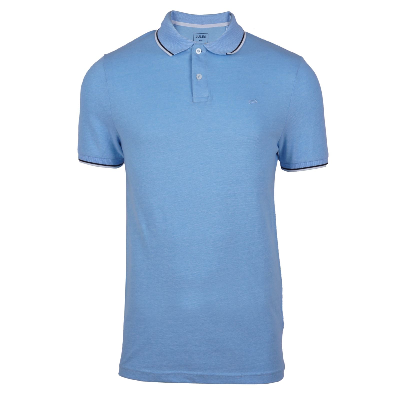 JULES PREMIUM-FLEXIBLE-RIBBED-SHORT SLEEVE-POLO SHIRT | SLUB BLUE