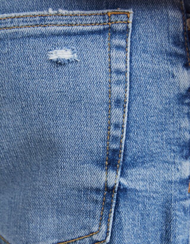 BERSHKA RIPPED SKINNY JEANS MEN | LIGHT BLUE