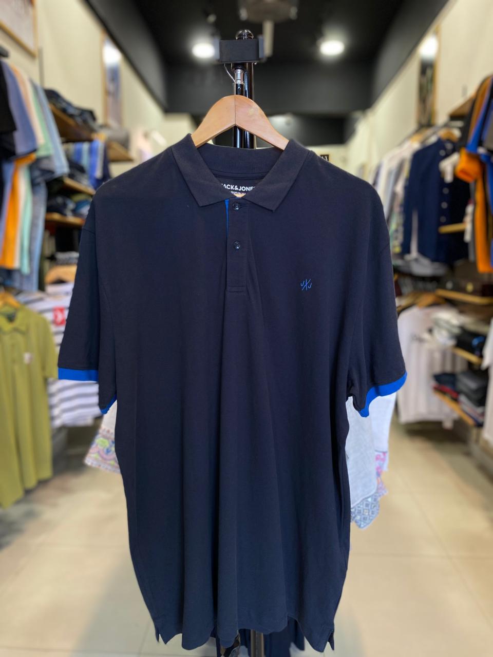JACK & JONES PLAIN POLO | NAVY BLUE
