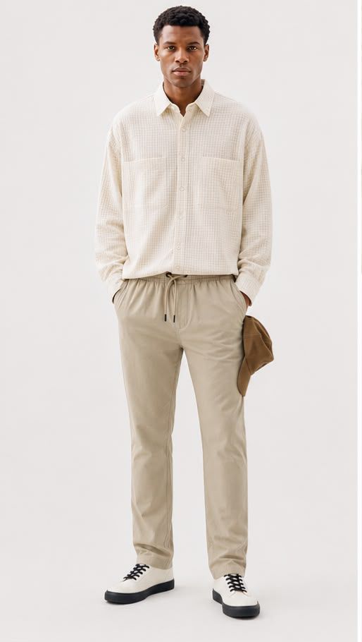 PULL & BEAR LIGHTWEIGHT SOFT FIT TROUSERS | BEIGE