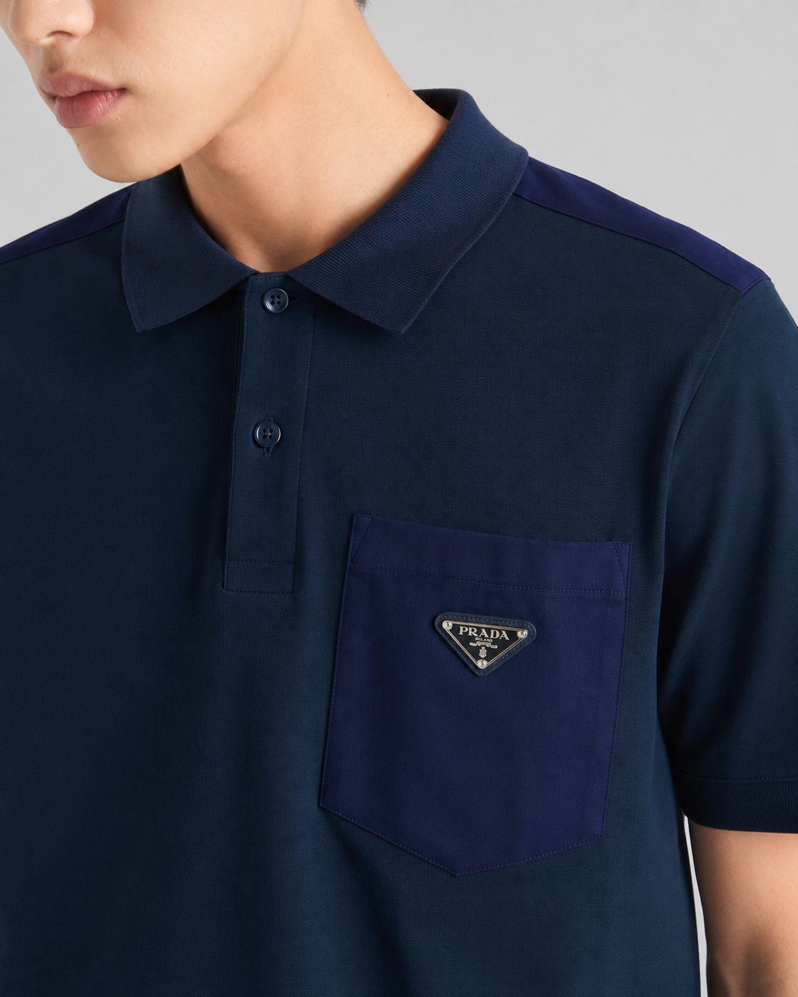 PRADA MEN'S POLO EMBROIDERY LOGO | CHARCOAL DARK GREY