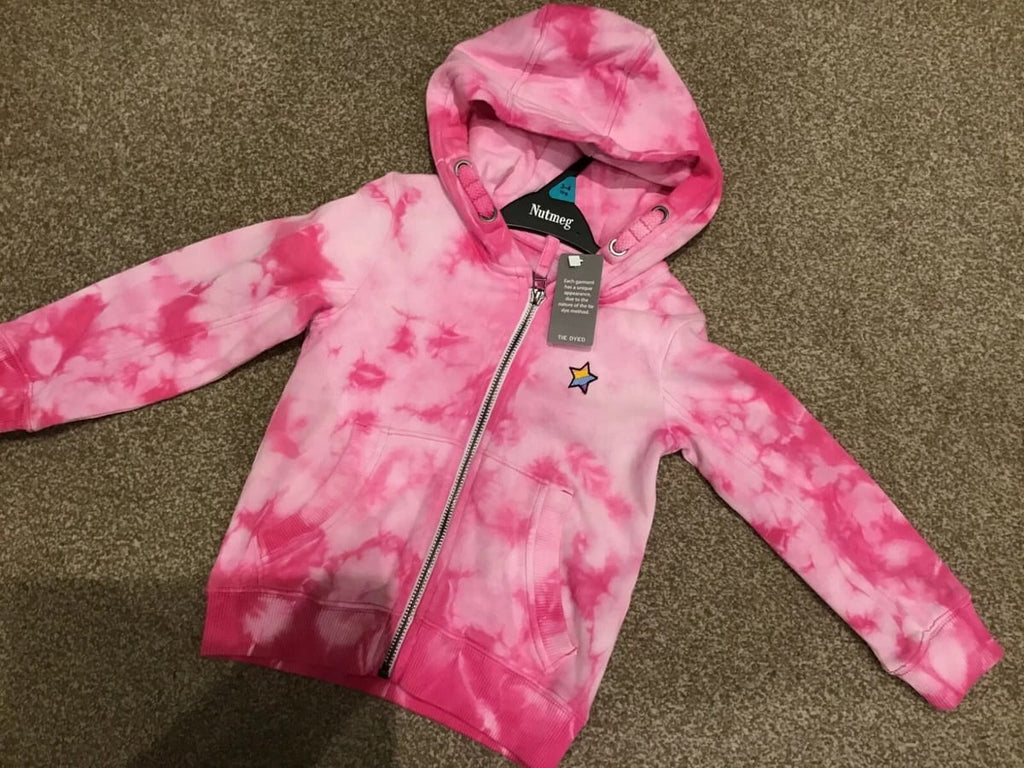 GIRLS PINK TIE-DYE ZIP-UP HOODIE | SOFT COTTON