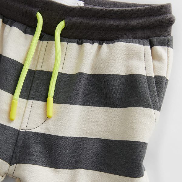 ZARA-GREEN STRIPED PLUSH JERSEY BERMUDA SHORTS