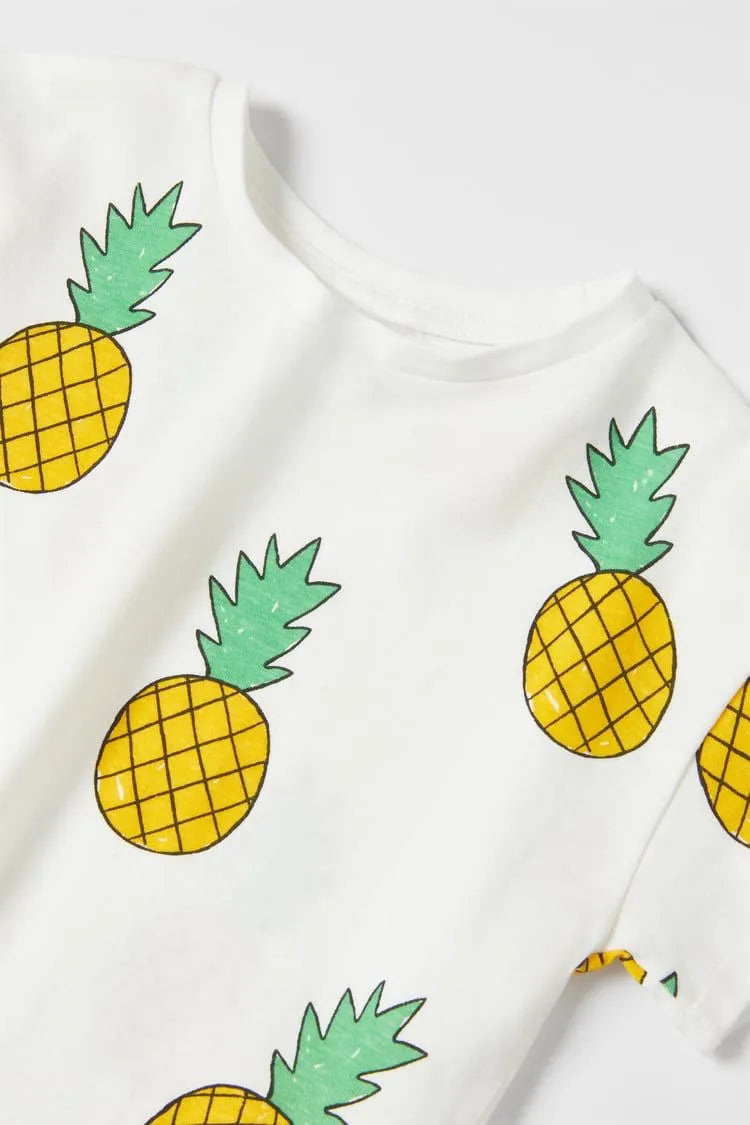 Zara Printed T-Shirt in Oyster White – Premium cotton tee for boys & girls. Trendy, comfortable, and perfect for everyday wear. Shop kids' t-shirts now!