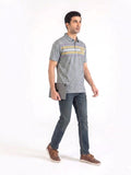 CAPTIVATING STRIPED POLO WITH SNAK LOGO | GREY
