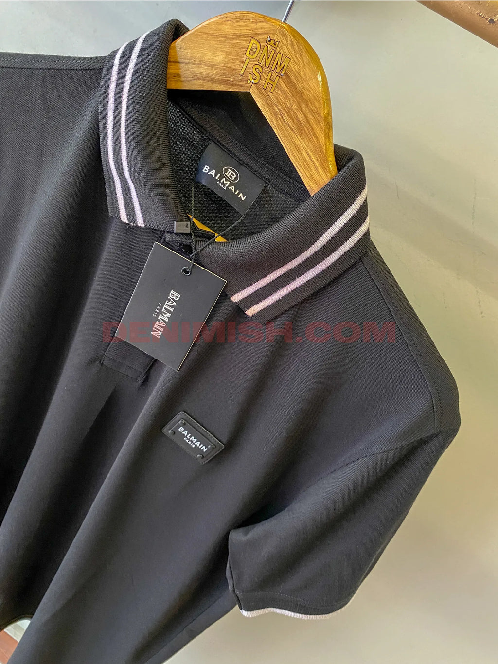 Balmain premium black men's polo shirt with a classic design.