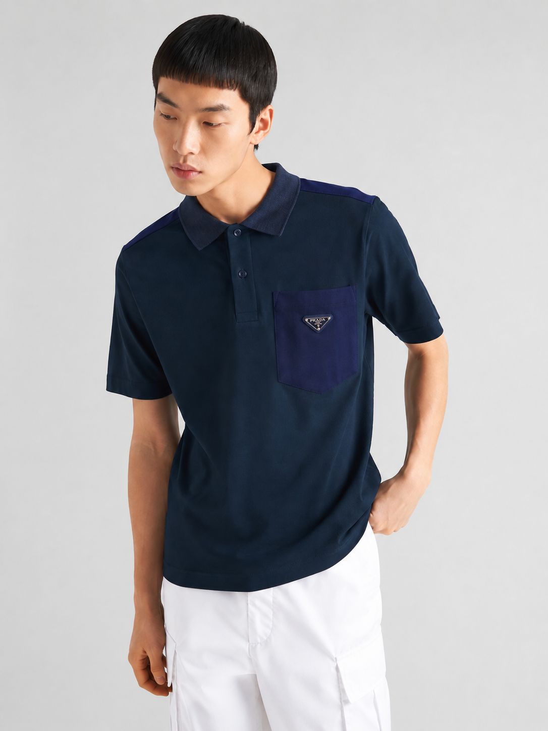PRADA MEN'S POLO EMBROIDERY LOGO | CHARCOAL DARK GREY