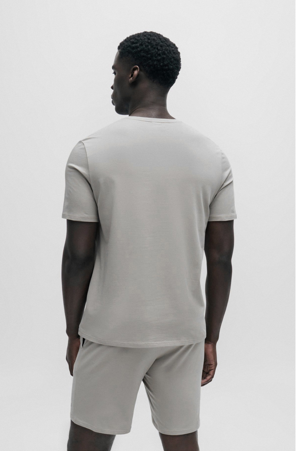HUGO BOSS COTTON JERSEY REGULAR-FIT T-SHIRT WITH STRIPES AND LOGO | LIGHT GREY