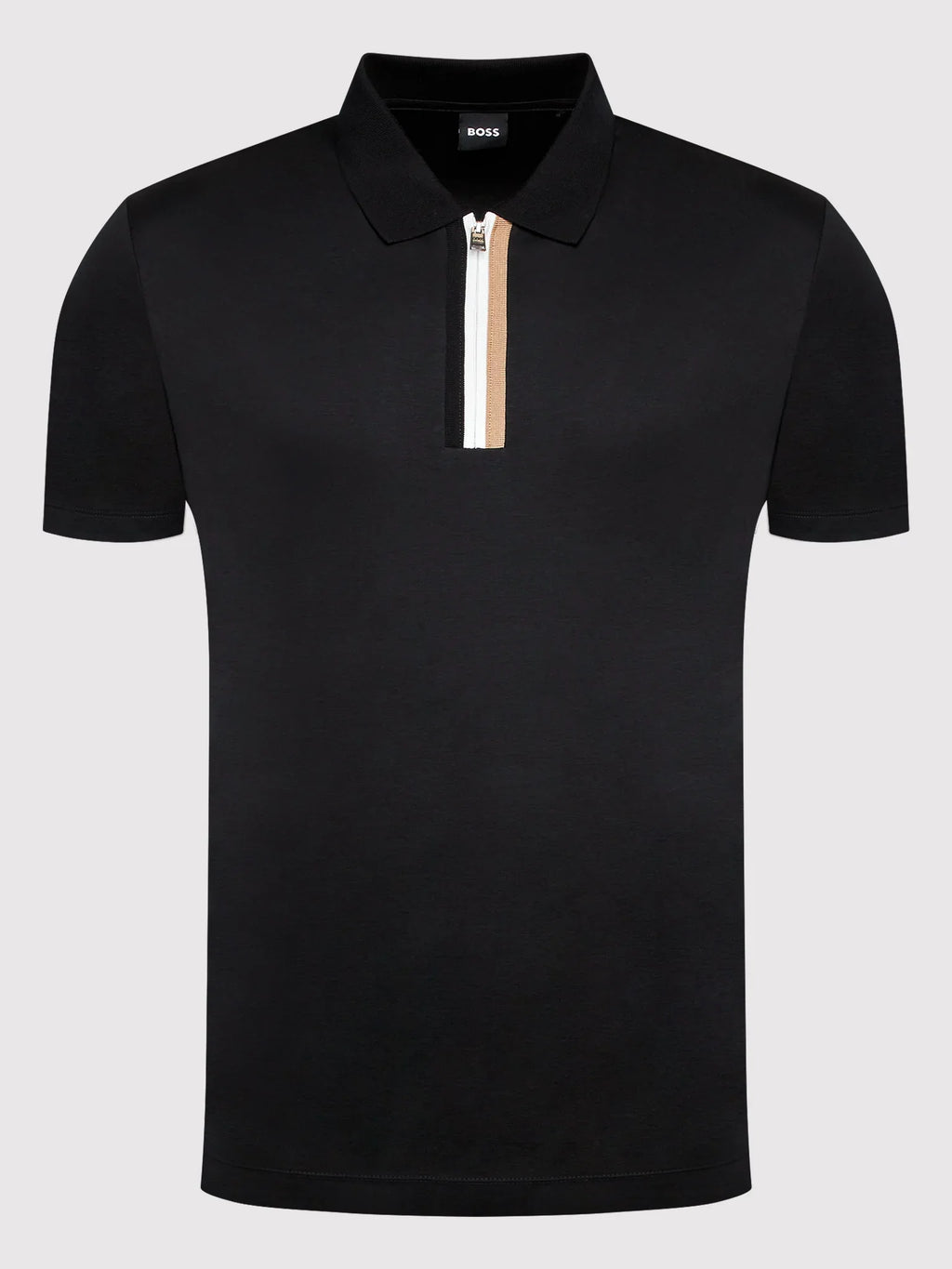 HUGO BOSS MERCERISED-COTTON POLO SHIRT | BLACK