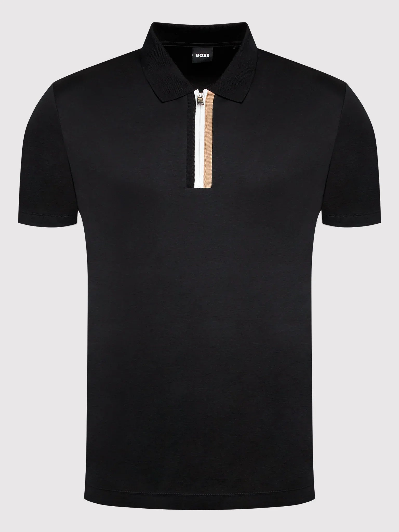 HUGO BOSS MERCERISED-COTTON POLO SHIRT | BLACK