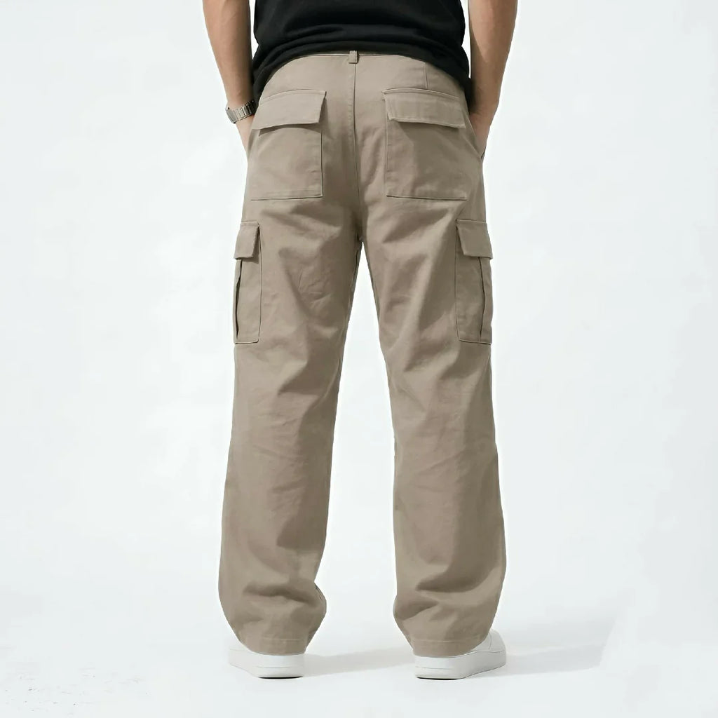 MUCH MORE MEN'S STRAIGHT FIT CARGO PANTS | BEIGE