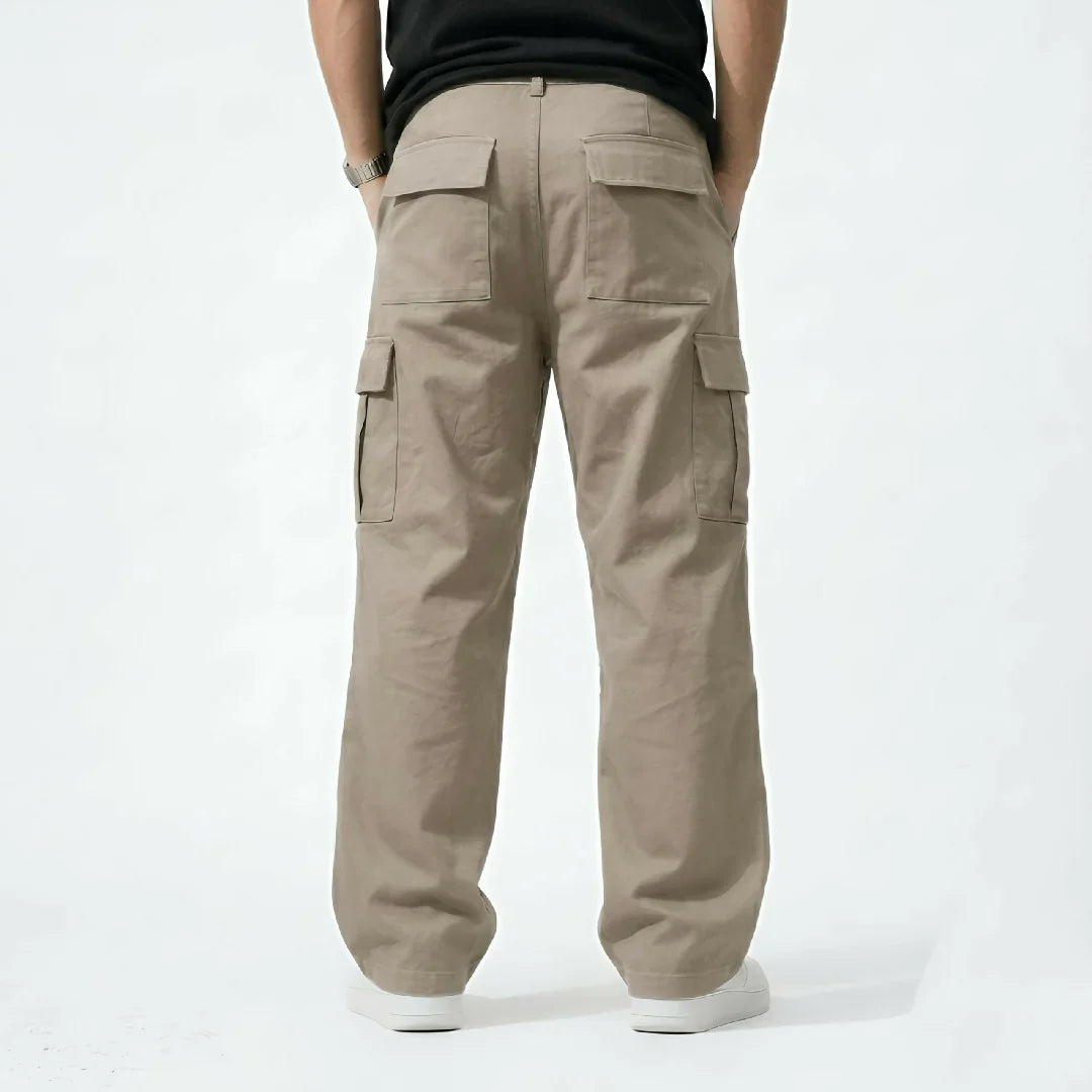 MUCH MORE MEN'S STRAIGHT FIT CARGO PANTS | BEIGE