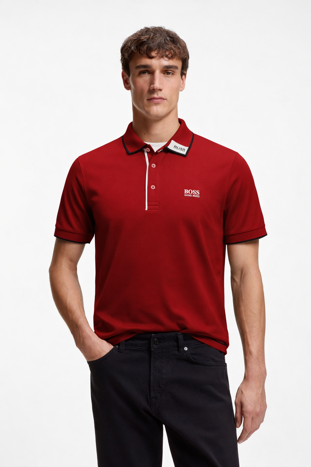 HUGO BOSS MEN’S PREMIUM POLO SHIRT  | RED