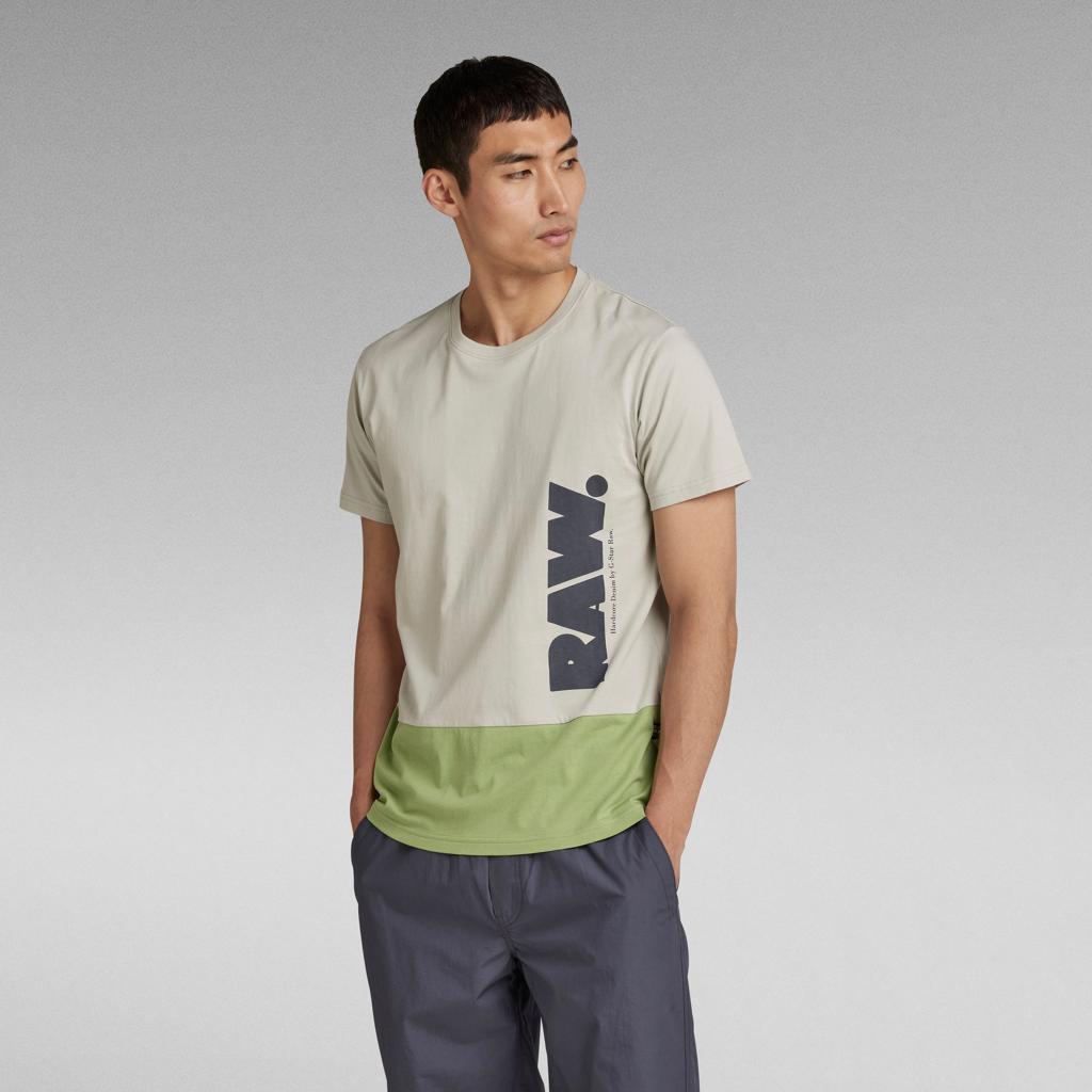 G-STAR RAW MEN’S COLOR BLOCK LOGO T-SHIRT | LIGHT GREEN