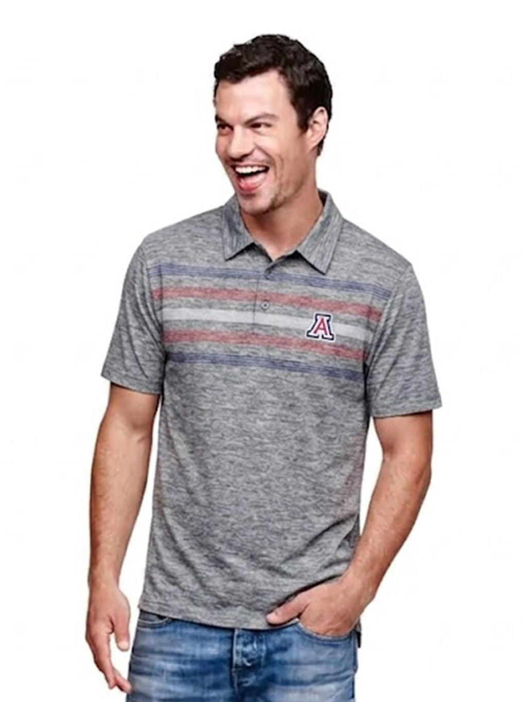 CAPTIVATING STRIPED POLO WITH A LOGO | GREY