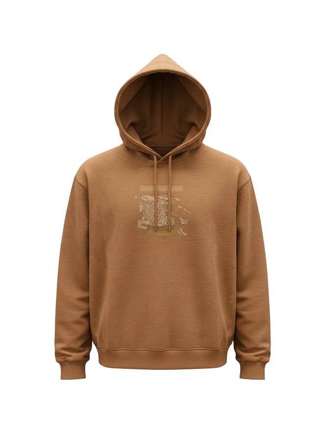 BURBERRY EMBROIDERY LOGO HOODIE WITH SILICONE PATCH | BRONZE