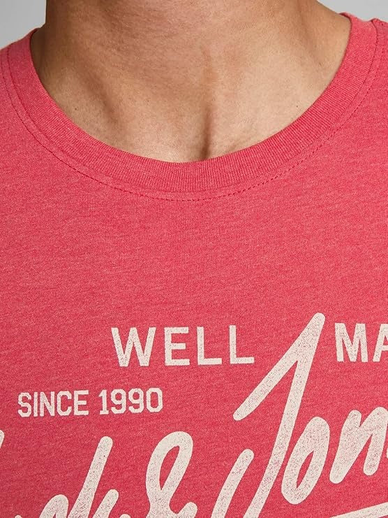 JACK & JONES MEN'S JJEJEANS CREW NECK T-SHIRT | TRUE RED