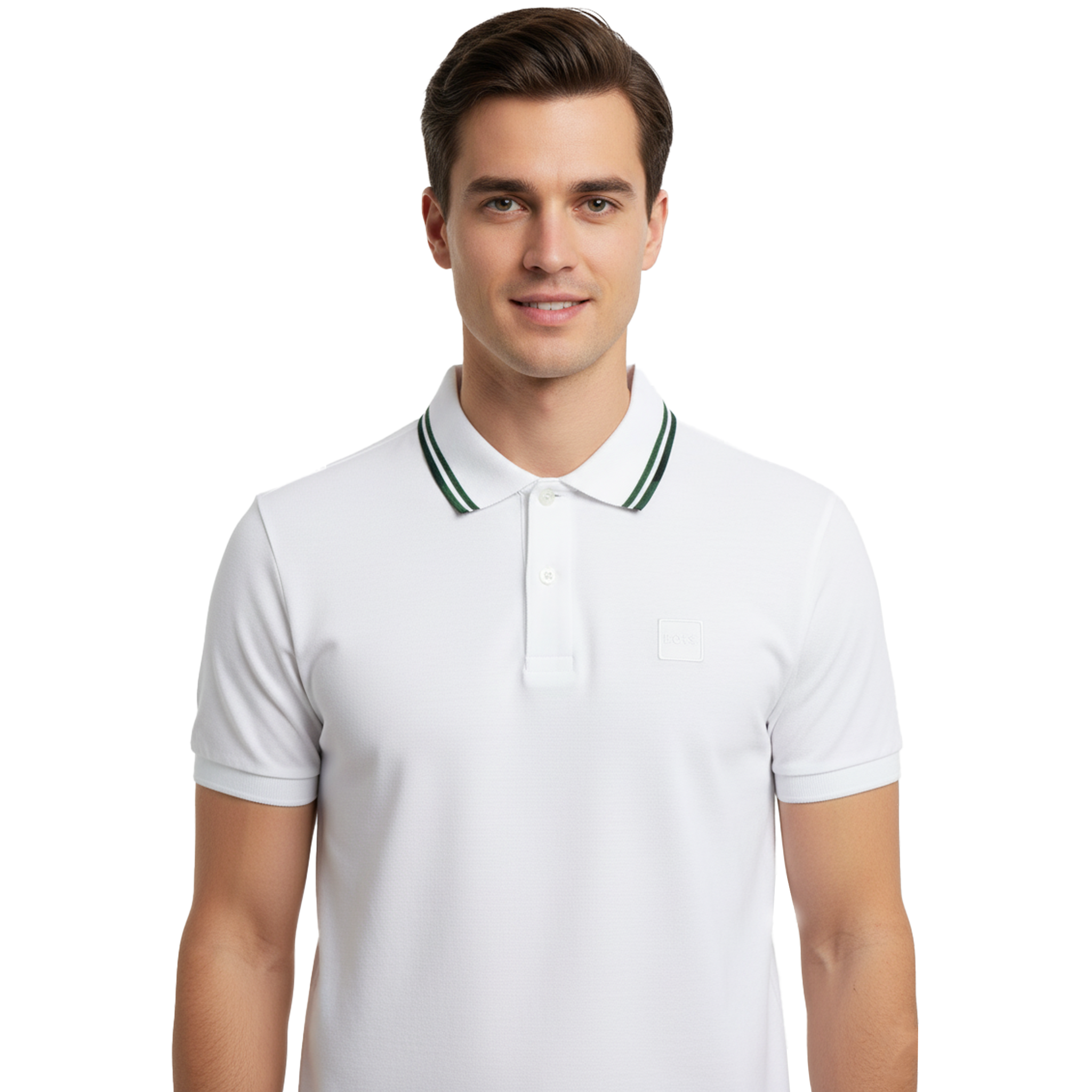 HUGO BOSS POLO SHIRT WITH EMBROIDERED LOGO | WHITE
