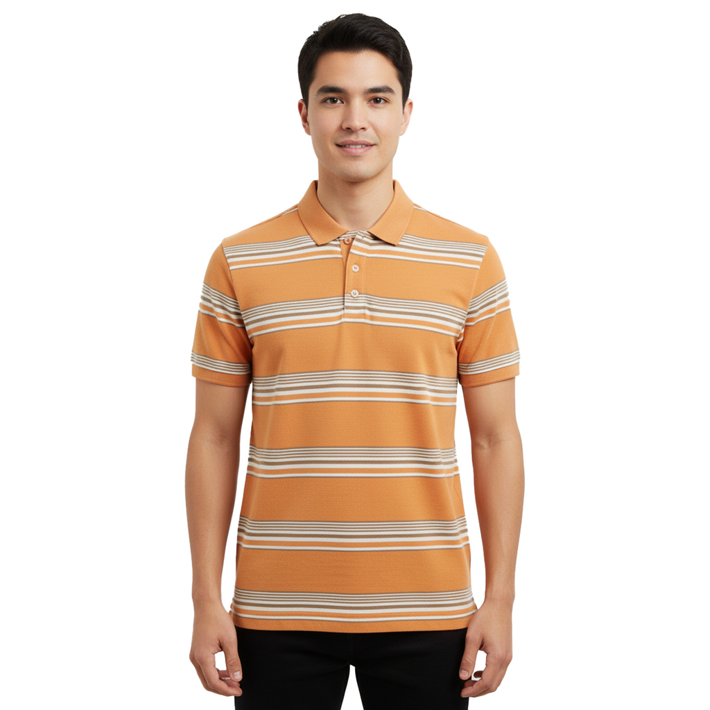 JACK & JONES – RETRO STRIPED SLIM POLO SHIRT | ORANGE
