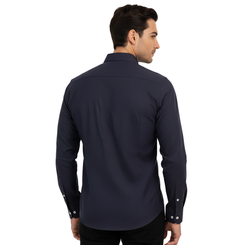 NEXT CLASSIC DOTTED PRINT-SLIM FIT-CASUAL SHIRT | BLACK