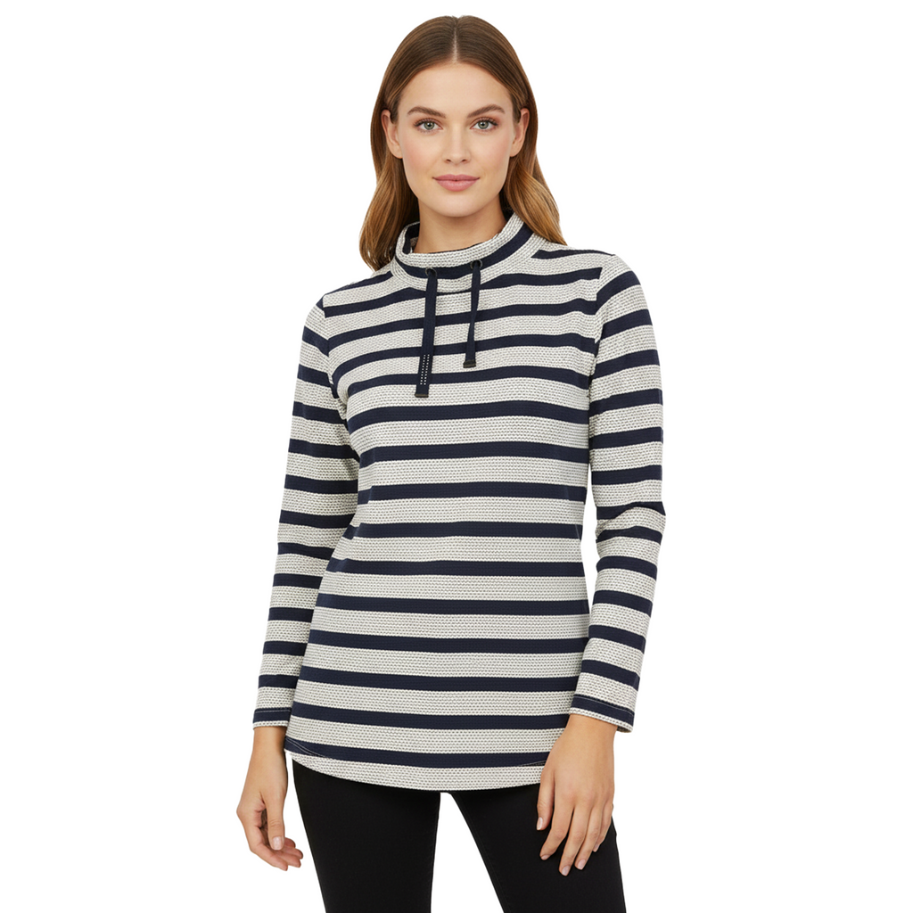 LAURA TORELLI STRIPTED PRINTED WOMEN'S TOP | BLUE/WHITE
