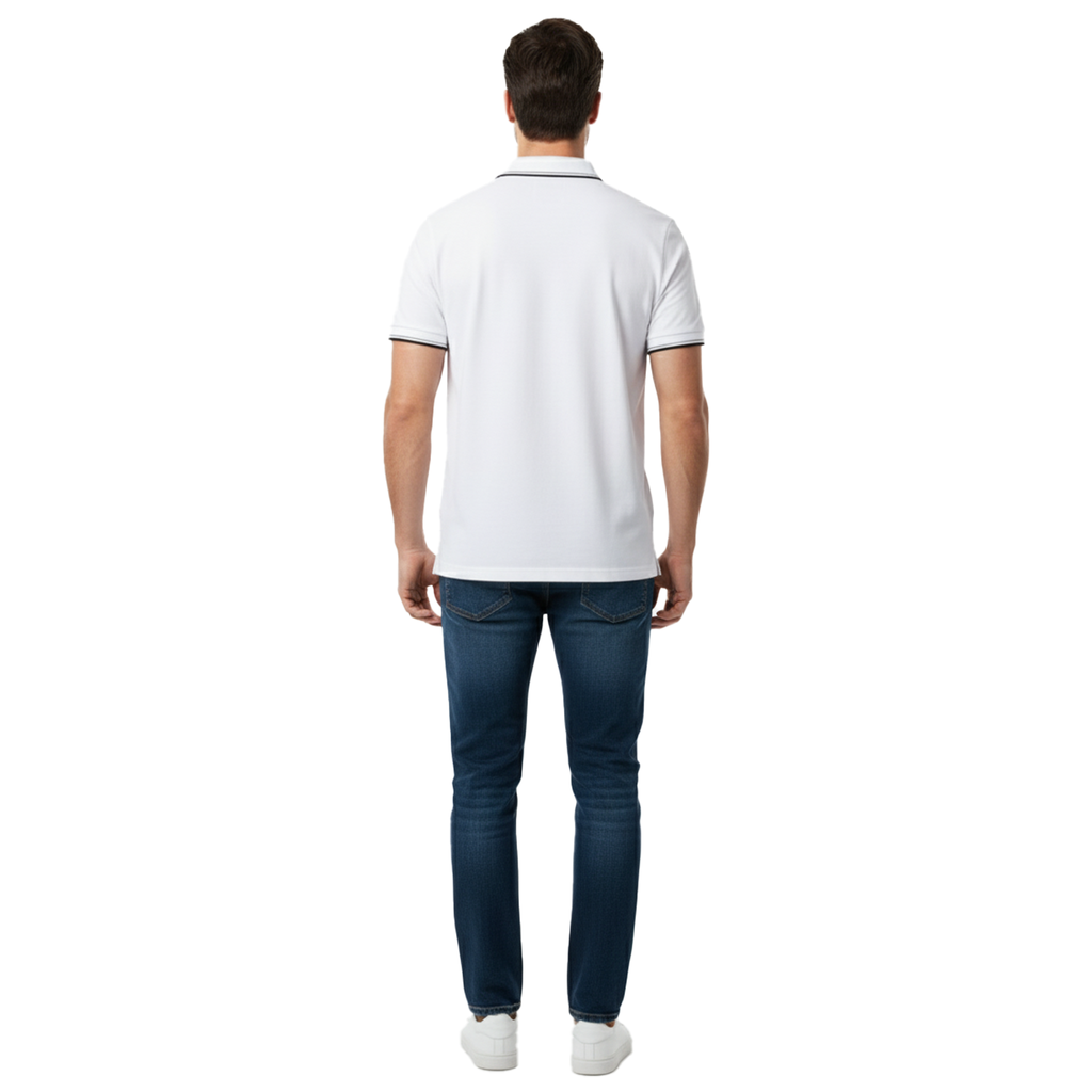 HUGO BOSS POLO SHIRT WITH EMBROIDERED LOGO | WHITE