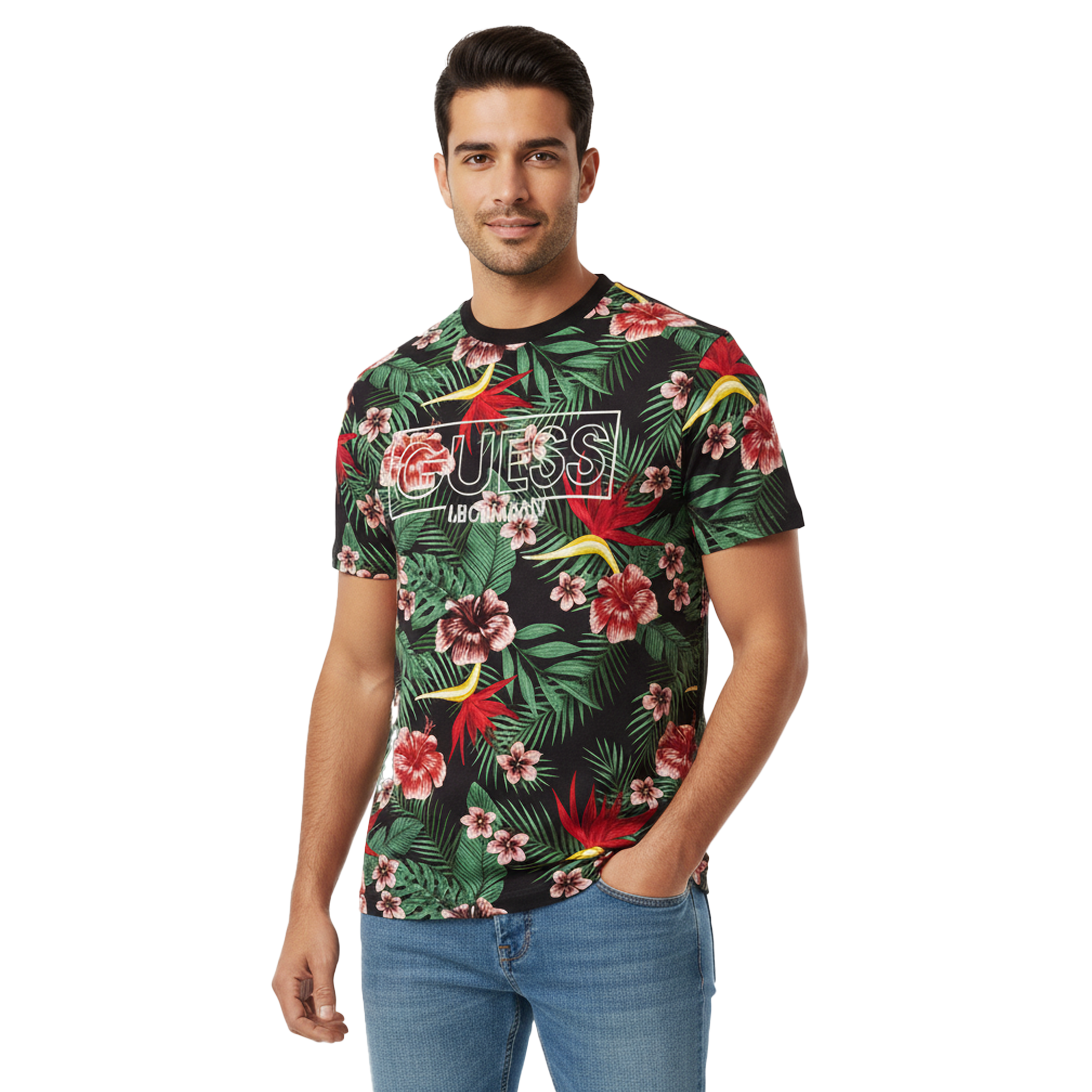 GUESS ECO CLASSIC LOGO SLIM FIT  T-SHIRT | BLACK
