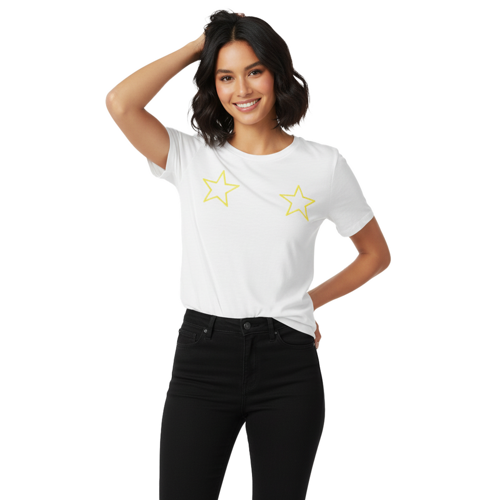 OVS PLAIN STARS T-SHIRT | WHITE